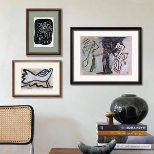 现代抽发象AER艺术组合装 饰画厅沙背景墙高柜级感实客木挂画玄关