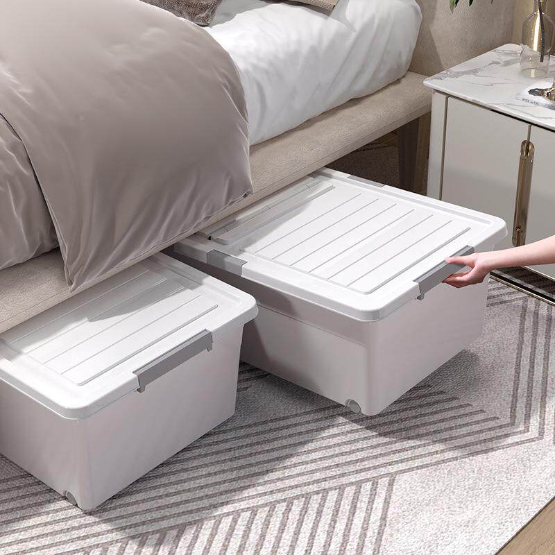 床底收纳箱带轮439家用服整理宿箱衣玩带具盖子储物箱床底下舍收