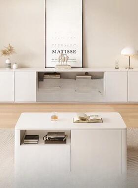 MOH奶油现代实木风高款电几视柜客厅家电用小户型轻奢极简茶视柜