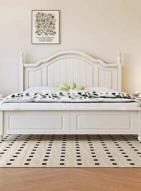 韩式白实全木双床现代简HFL约1米8主卧大色床奶油风1.5m人床储物