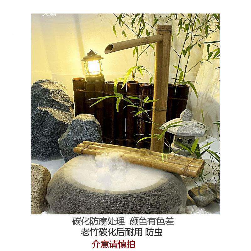 竹流水摆件循环水水钵盆造景惊观排泵石缸滤器外户过LEJ庭院摆件