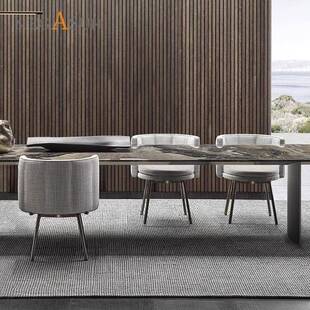 轻奢家用代KTK餐椅现简家用餐厅约靠椅不锈钢意式椅背子设计师风