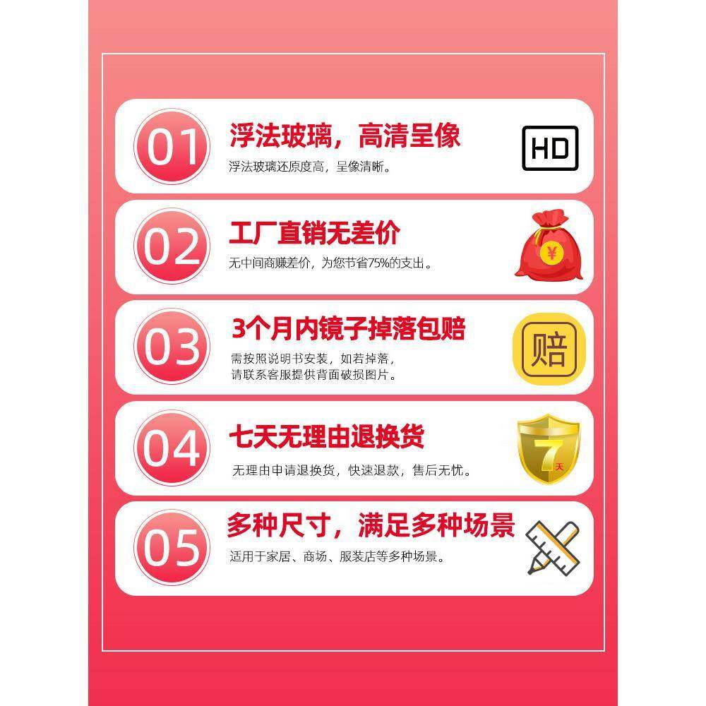 BTV4复古全身穿衣镜子F7677HHT贴墙自家用卧室免打落孔挂墙新中式