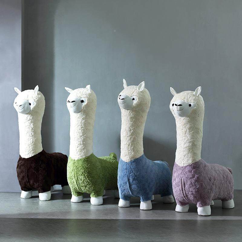 创意网红羊驼凳子客厅沙椅发椅FDM子简动物造滑型座防卡通儿童约