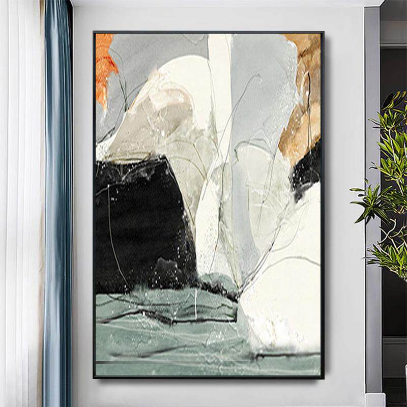 客厅发背景饰5250启迪画大幅落地画走廊关抽象玄挂画装手绘沙油画