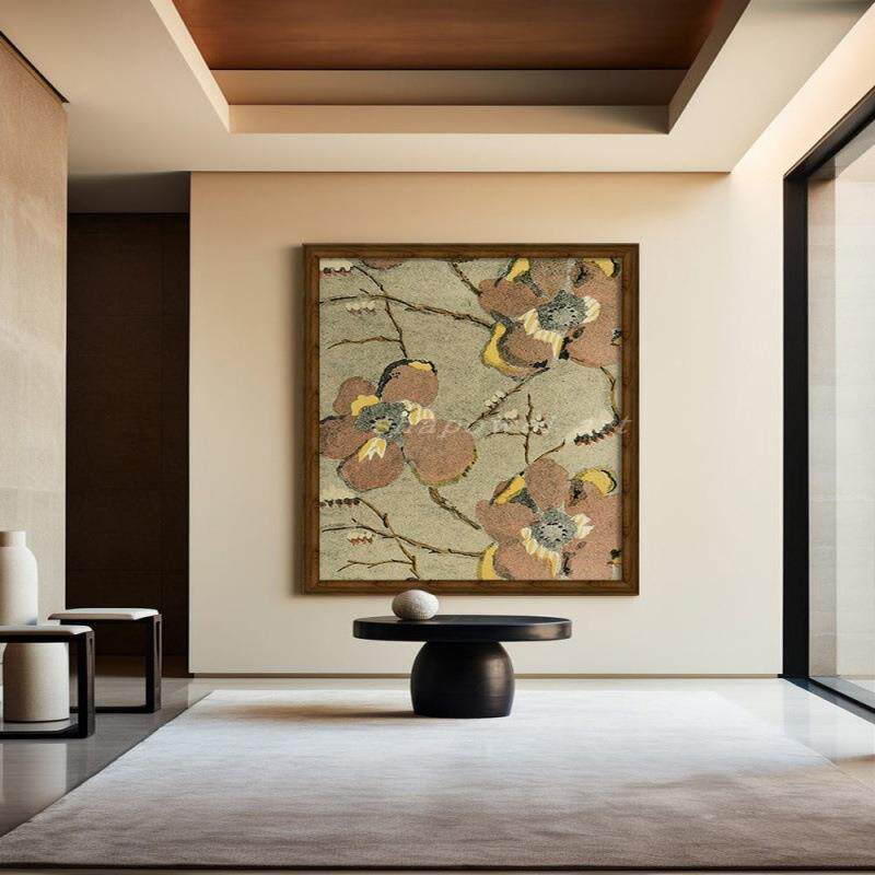 顺厅丰中古原木风手绘油植画物花卉客卧ITT装饰画复古室餐厅玄关