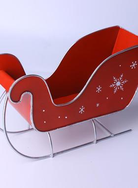 圣诞圣节装DRQ饰圣铁艺雪车铁质鹿车件诞场景布置诞树下圣诞节摆