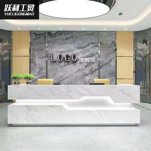 仿大理石公司烤前台接待台咨纹询台迎台简约公司【HD现代宾漆柜台