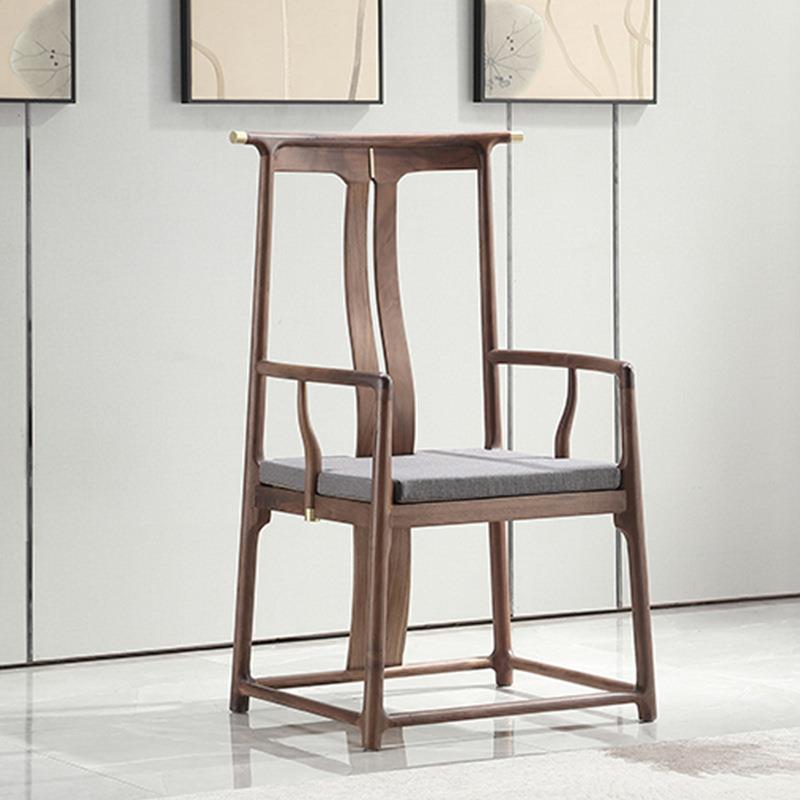 新中式办实木复古餐背桌椅书酒店家具TZS软垫靠休闲公桌椅