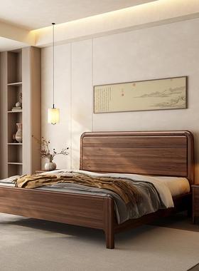 黑实胡桃中式木床1BFY-H82#米8双简人床木主卧现代约家用小户型储