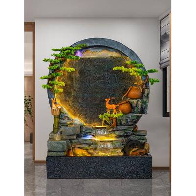 大型水墙流水风屏客厅招财摆件庭院落地循环水假山幕喷泉23125景