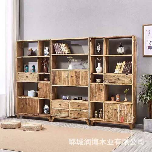 新中式博古架置物实架南榆木客厅古董展木示架书AAY房办柜公陈列