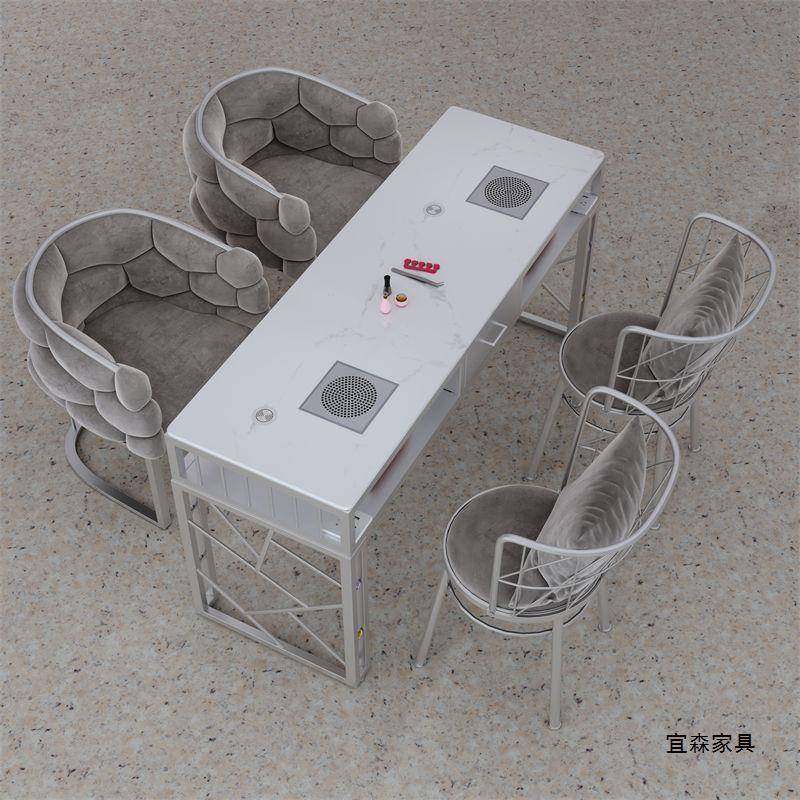 大石三人美甲美台美甲套装桌椅轻奢甲494桌椅单带吸双理尘器多功