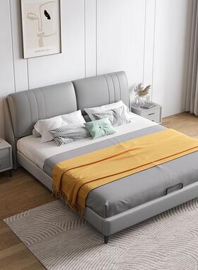 意式现613#-1代简约轻奢皮现代简约主卧双人床1.8m软包大储床1.5m