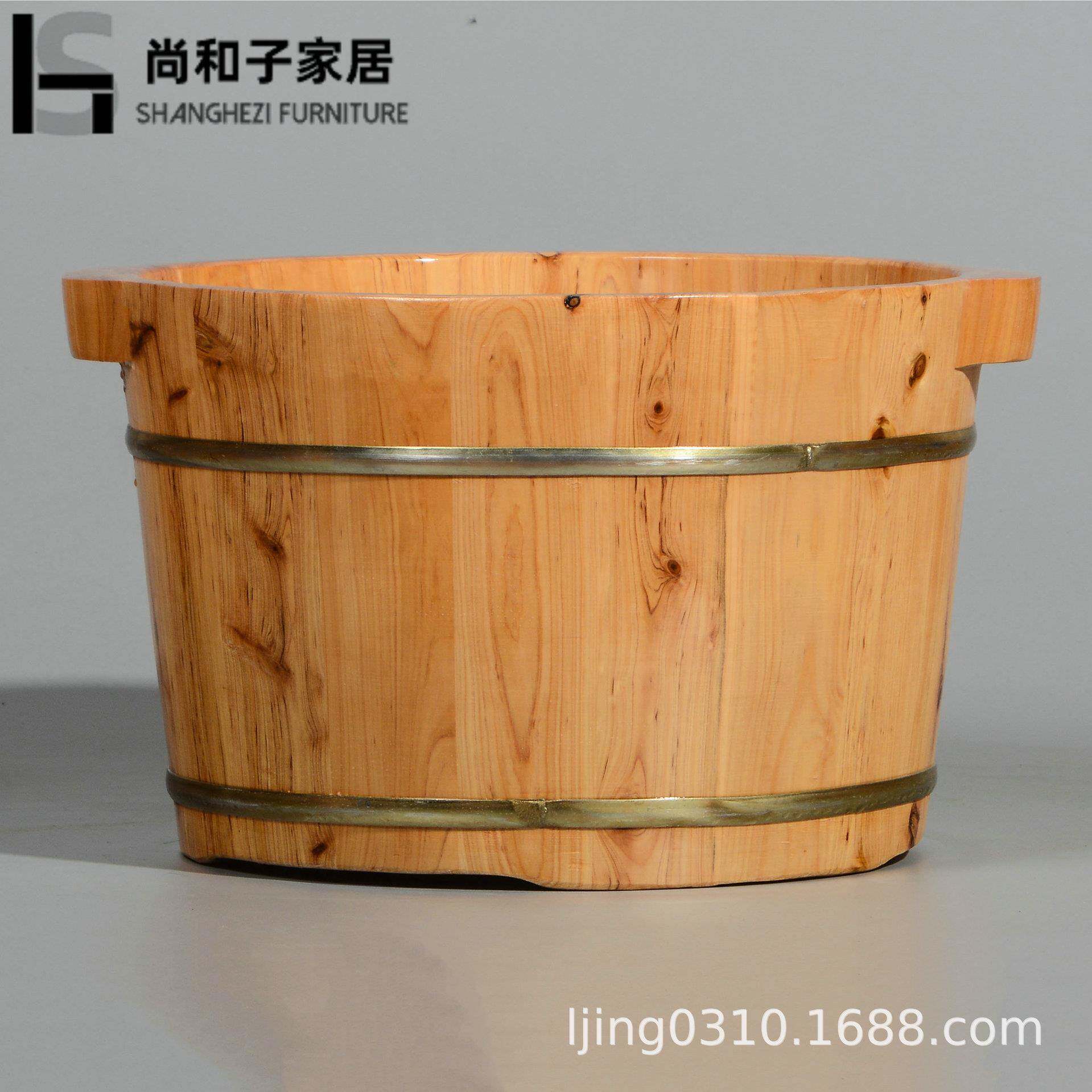 香木泡木盆家用木质足疗脚木盆足浴桶小木盆实木洗脚双盆人桑26db