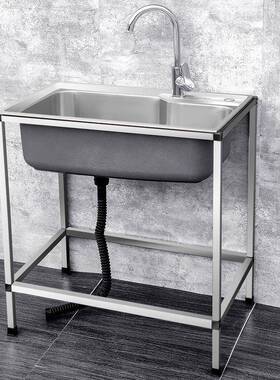 厨房用30不锈钢水槽单槽带支架34784菜盆洗碗槽家大号单洗盆洗手