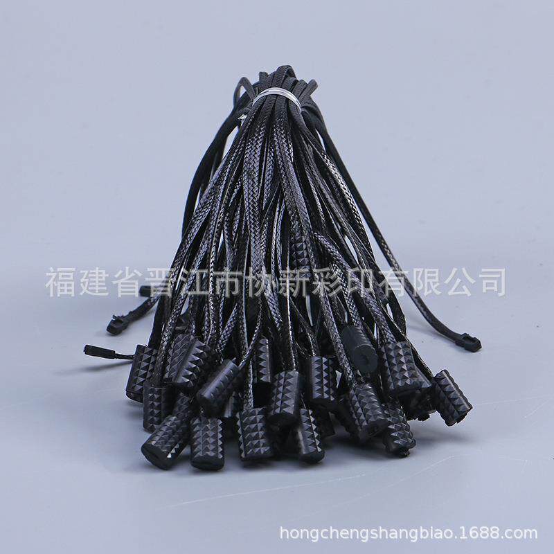不规则黑色方块吊粒直发单插公版吊绳吊粒涤纶吊绳手穿绳