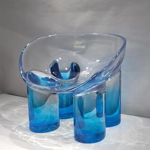 设计师款轻奢大象腿凳子靠背围椅儿童椅客厅休闲家用椅子透明树脂