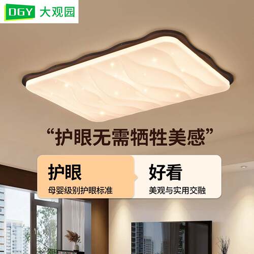 法式中古风客厅吸顶灯复古温馨浪花卧室灯高亮护眼中山灯具357L