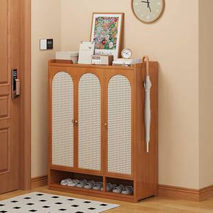 立柜家用口玄关置物WNT架容量收纳鞋 高柜款 大 架简易鞋 奶油门风鞋