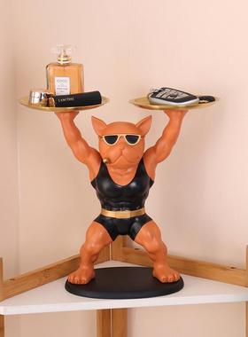 法斗摆件玄关柜放钥匙犬托IEN收纳盘厅进门轻奢家居吧台装饰客品