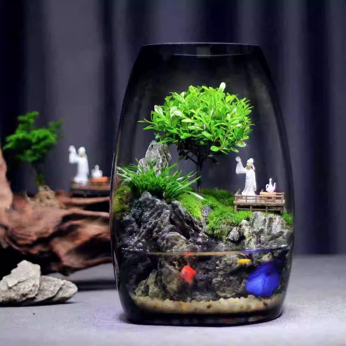 云生海间创苔意藓微景观摆件态瓶公办室桌面生态缸绿植XVL造景盆