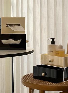 insn纸巾盒高脚北欧is风客厅纸桌面亚力克轻奢抽盒拱形91装饰摆件