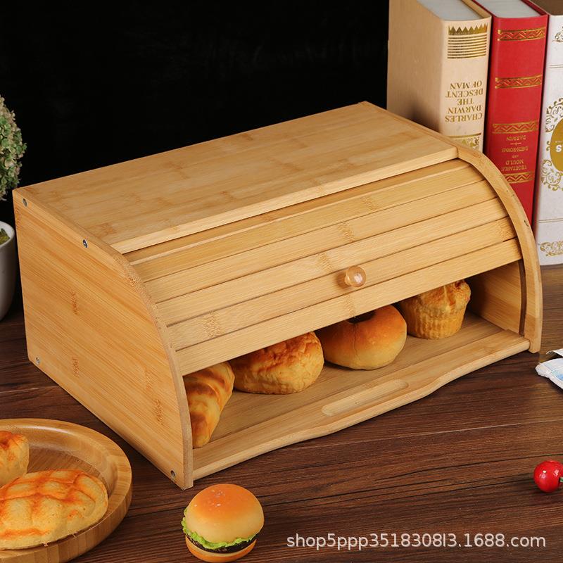 竹制品面包箱厨房用品克储储891物箱收糕点纳整理箱亚力透明盖物