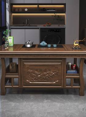 新中式实木茶组桌椅泡小户型家用茶茶几烧水一体茶合台NPA茶具套