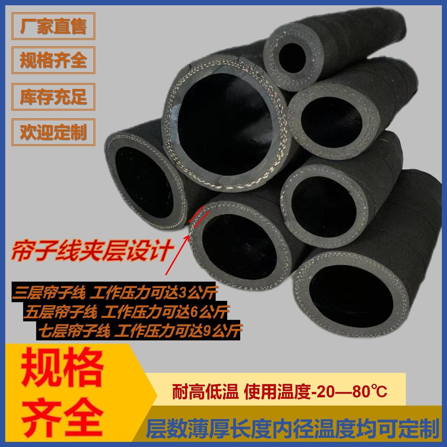 夹布橡胶管毛面高压耐磨耐高温胶管4分6分1寸空压机水泵水管软管