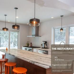 北欧工业风ft餐厅黑色o玻璃吊灯个性 复古艺术l意创酒吧吧台组MG03