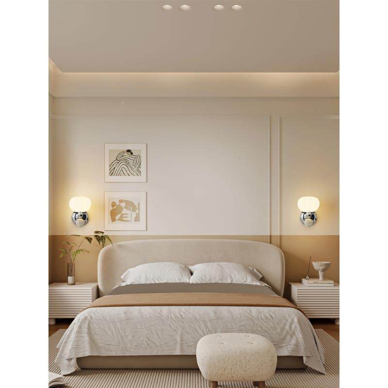 拉线开关床头壁灯南瓜法中书古奶油风包式斯客166厅背景豪墙房氛