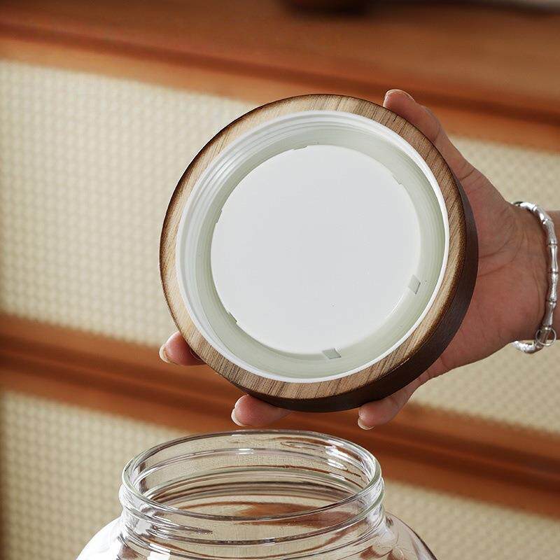 密封罐透明高硼硅玻璃房带叶勺咖啡137粉茶陈皮罐厨潮防杂粮收纳