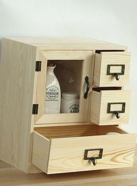 安置装桌面TIL收纳整理盒日式柜桌面收纳抽屉式实免木储物柜办公