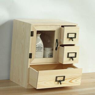 安置装桌面TIL收纳整理盒日式柜桌面收纳抽屉式实免木储物柜办公