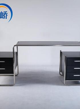昀8峤家具O1001017S25esk简约现代不锈钢板式长D方形带抽办公桌电