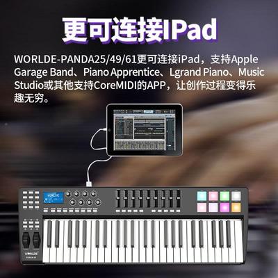 worAlde-PAND25专业编曲键盘m键idi键盘音乐键盘打击VCA垫电音键