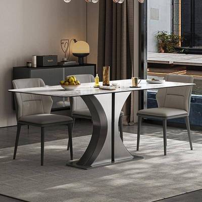 德长利岩板餐桌椅组合丰意式极简轻奢户小135型家用方形吃饭桌子