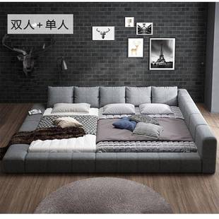 家庭床主卧亲子床子现代简约一双人床母胎四榻榻米床URS二床大口