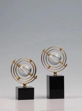 现代创意奢轻水晶球地装球HYR公仪摆件办室书房客厅玄关酒柜摆设