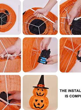 50灯3英尺万圣LVI节南瓜折叠L灯笼升内缩布HAOLWEEN户户外小货仓