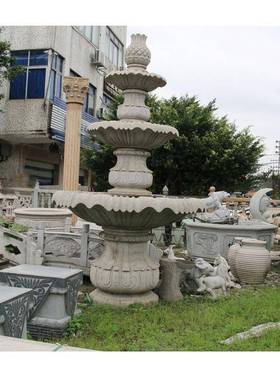 庭喷院白色水日式南海桂城里水欧式石雕流水泉家居景STY20241区流