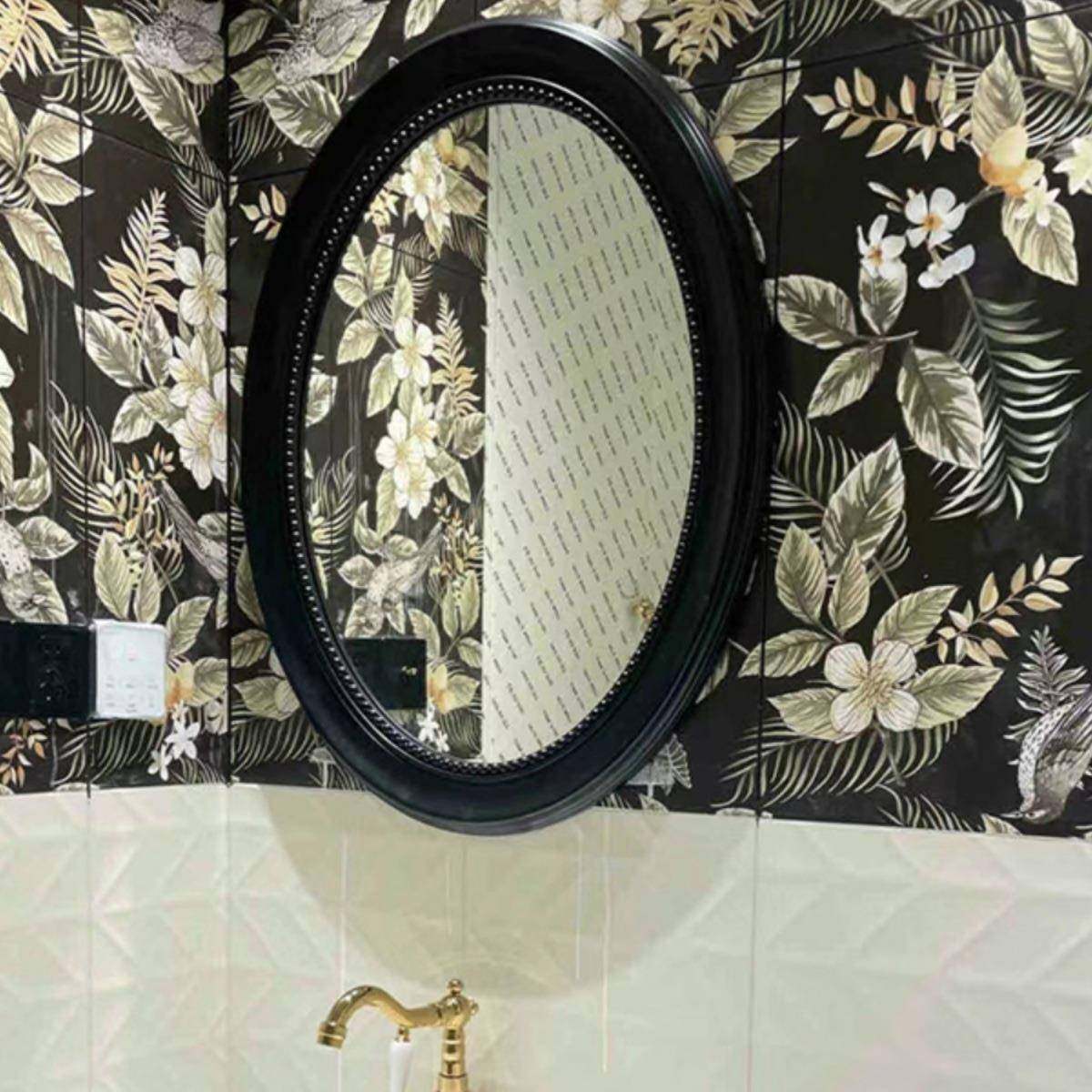 复古挂黑色美椭圆形壁镜洗间浴室镜梳妆镜现代法手式玄951关式厕,家装主材,浴室镜,淘宝优惠券,粉丝福利购,淘宝优惠卷