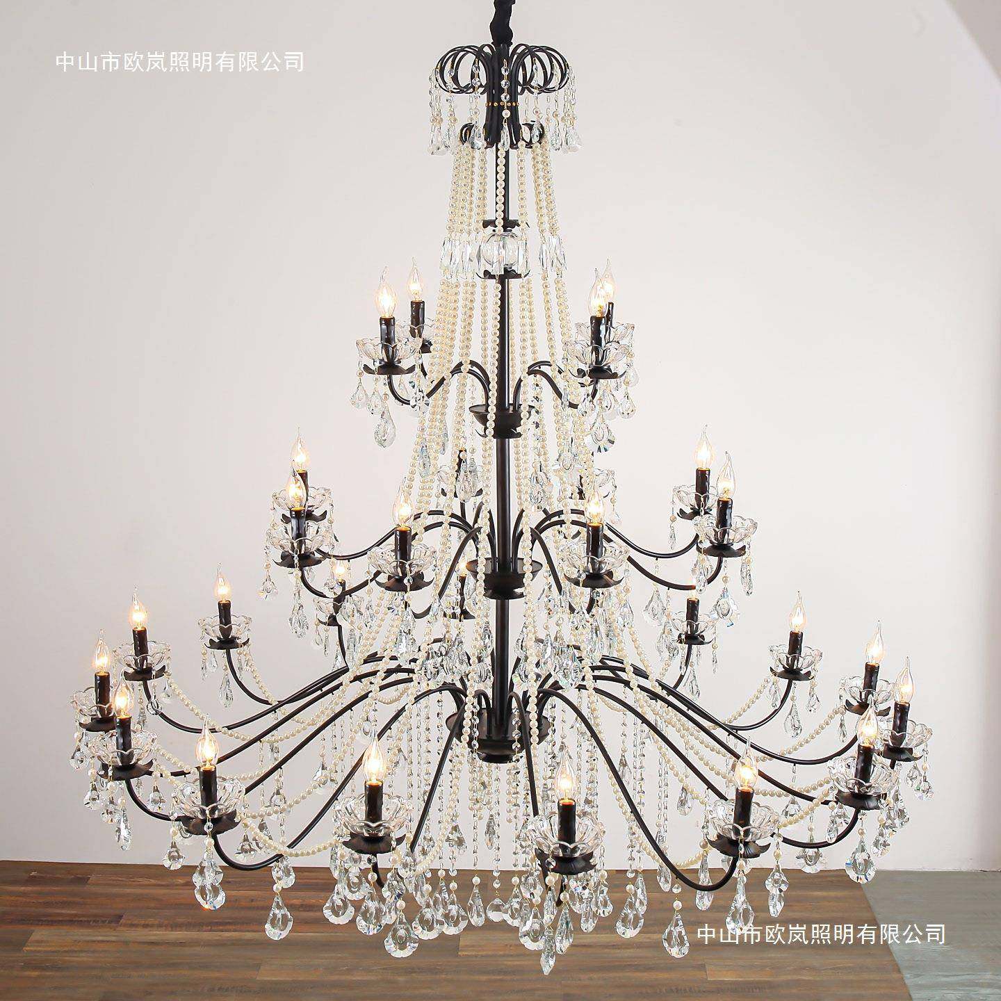 法式古复别墅楼挑空客厅吊灯餐厅水晶529灯美式奢loft轻复式梯大,家装灯饰光源,智能吊灯,淘宝优惠券,粉丝福利购,淘宝优惠卷