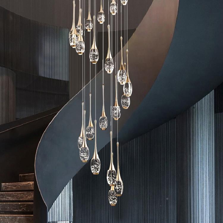 别墅复式楼梯吊灯吊灯轻奢水晶025174吊年新款loft长小公寓2旋转