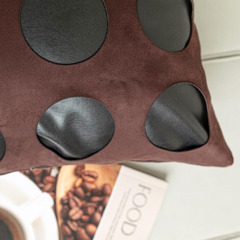 样棕板枕房抱枕空酒店黑色深色皮NNA艺圆形镂图案简约时尚软装方