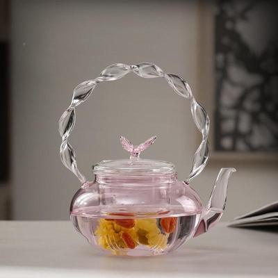 粉色蝴蝶泡提煮梁壶可电陶炉加热蒸一体茶耐高温XTN家用壶茶煮茶