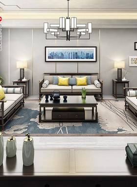 直新中式实木发轻奢IOP客官帽沙别墅样板间售楼处厅家具整全装屋