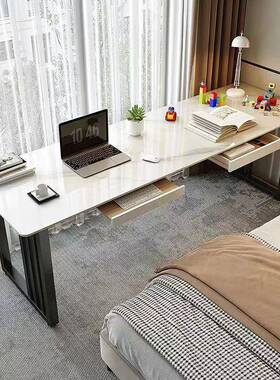 岩板长桌靠墙书桌阳台窄条条桌边工床作台办电公脑桌CPI支架学习