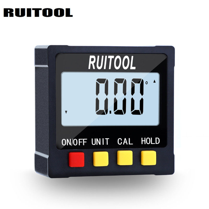 RUITOOL新款数显倾角仪4*90度大屏量角器塑料电子角度尺四面磁性